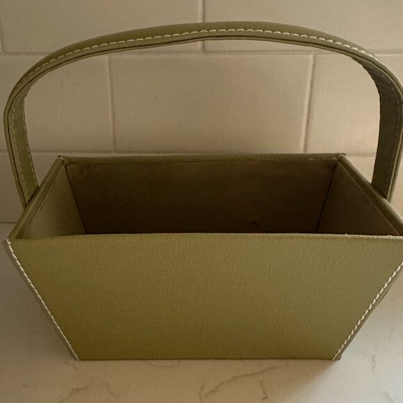 Faux Leather Oblong Basket w/Handle - Picture 1 of 8